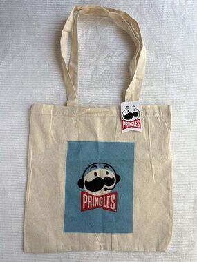 Pringles UK Sports Announcer Tote Bag NWT Natural Cream Blue Logo Official New